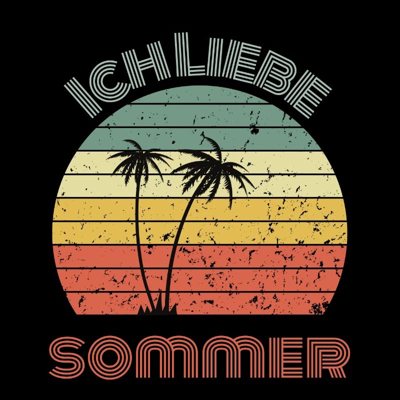 Cooles Retro Design Sommer Liebe Strand Palmen
