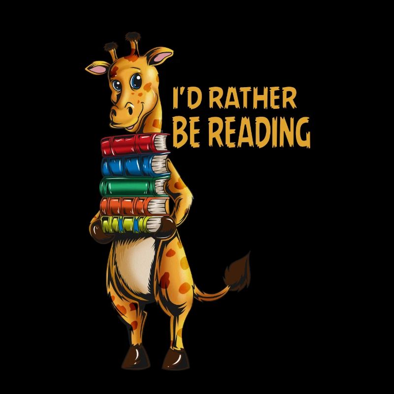 Africa giraffes read a stack of books
