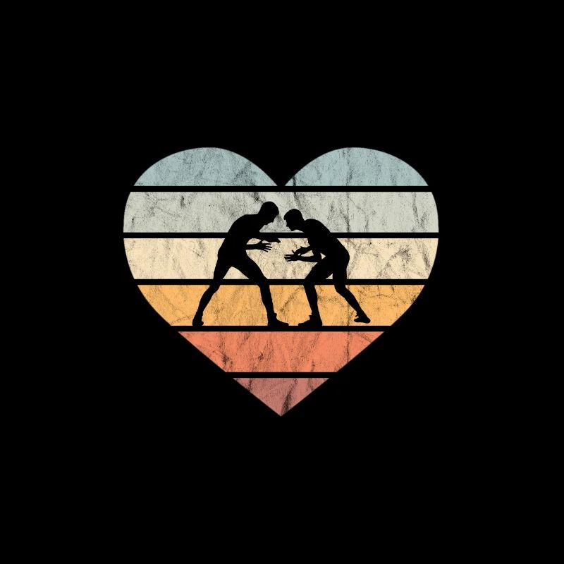 Ich liebe Ringen Ringkampf Retro Herz