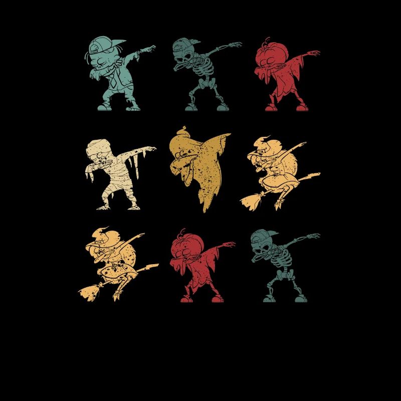 Dabbing Halloween Skeleton Zombie Ghost Witch Scary