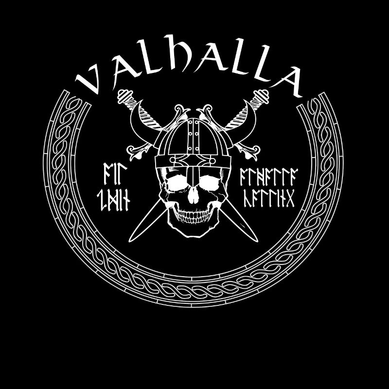Wikinger Totenkopf mit Axt Wikingerhelm Valhalla