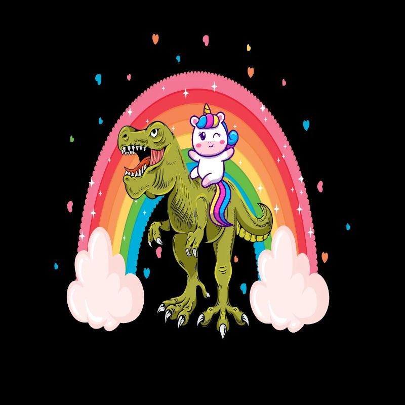 Einhorn Reiten Dinosaurier Mädchen Kinder Regenbogen Einhorn
