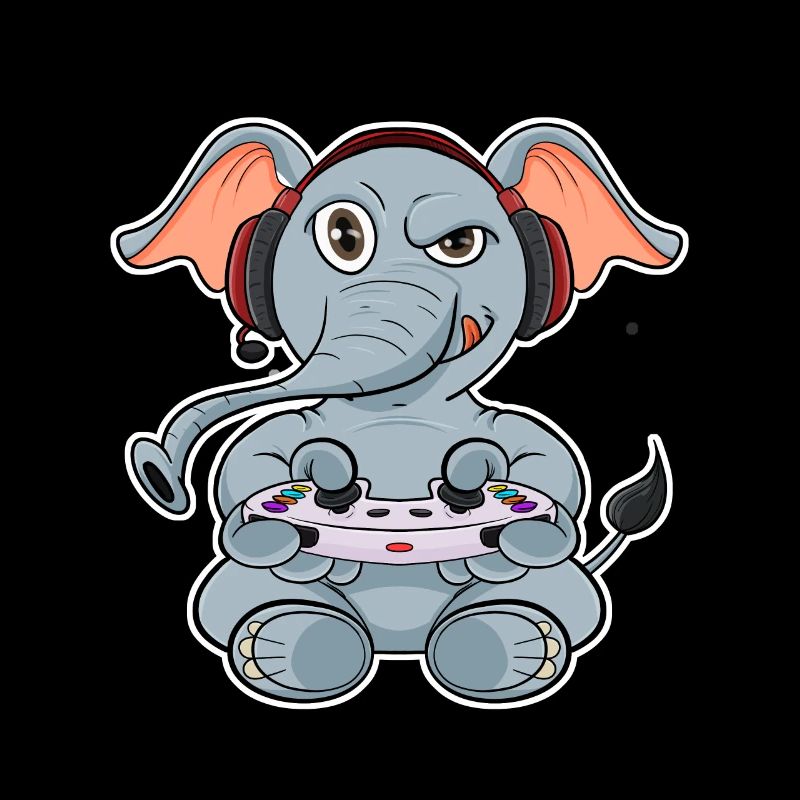 Elephant With Gaming Controller I Funny Gaming I