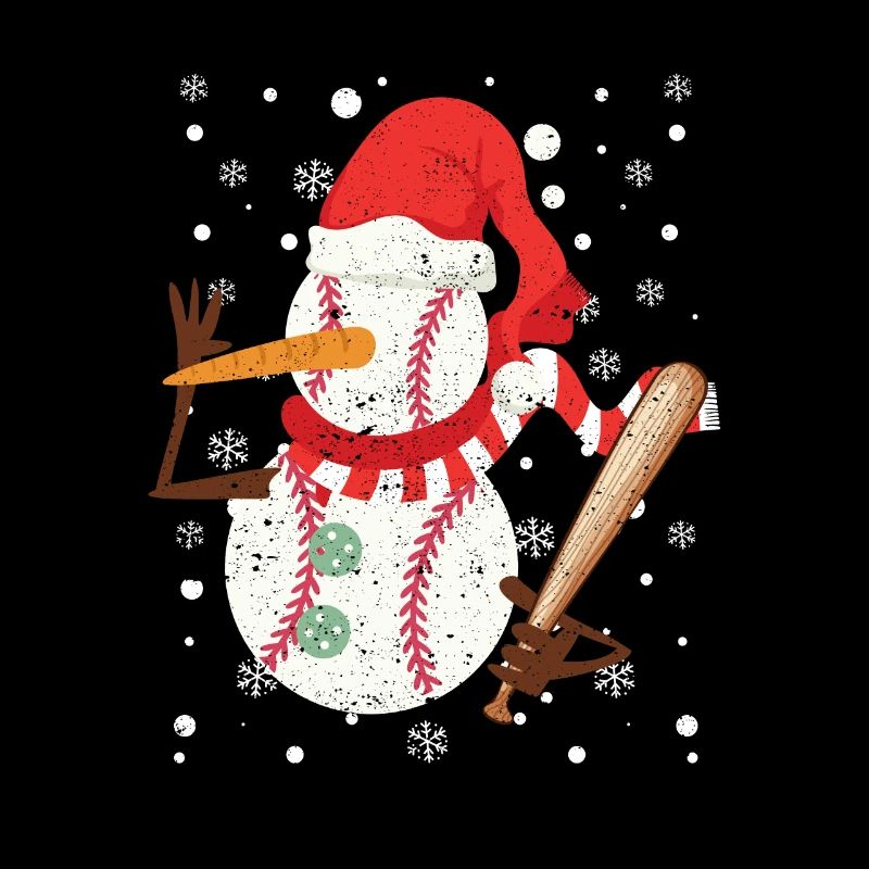 Baseball Player Snowman Bullets Snow Christmas