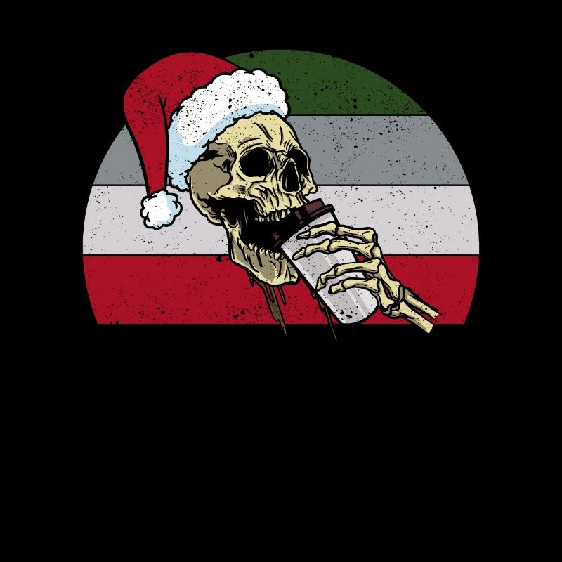 Skeleton Santa Claus Cap Coffee Drink funny