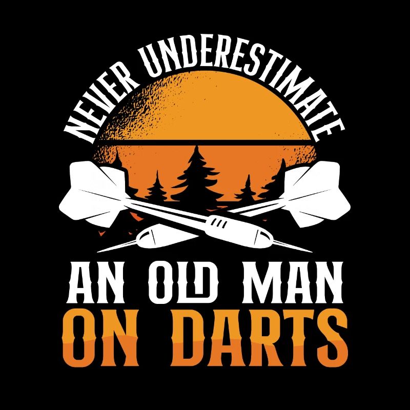 Alter Mann beim Darts mit Sonne