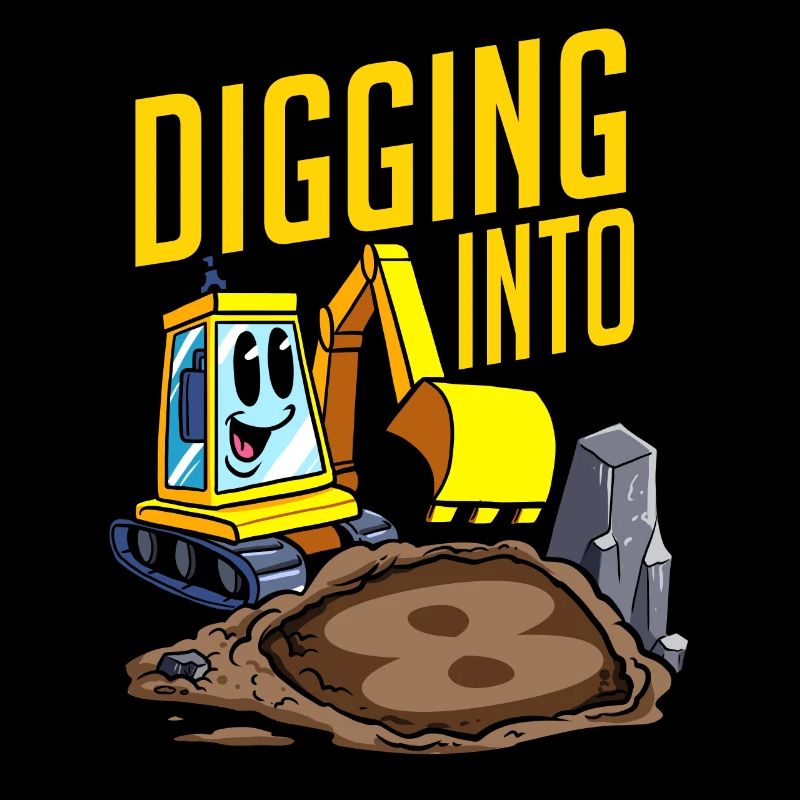 Excavator Driver Digging Into 8 Birthday Excavator