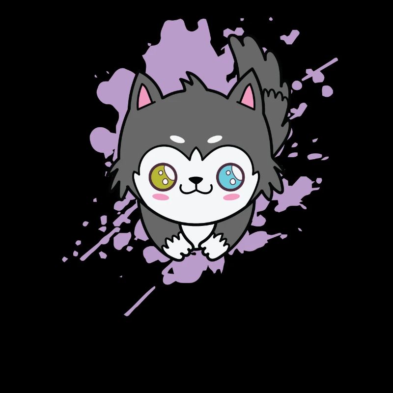 Chat avec une couleur d’yeux différente kawaii