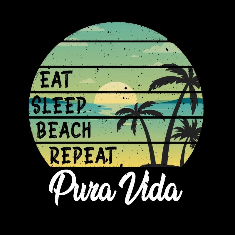 Eat Sleep Beach Repeat Pura Vida Palms Sunset