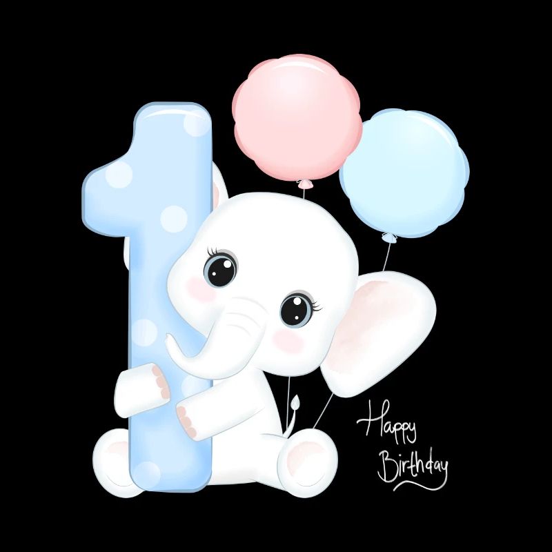 Premier anniversaire d’éléphant mignon