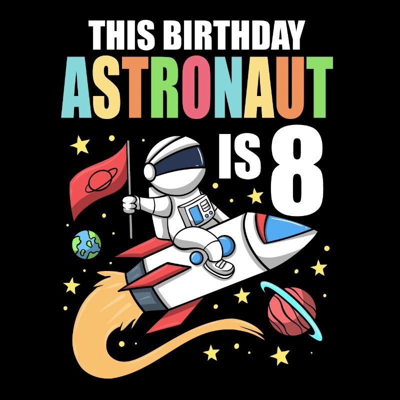 Space Birthday 8 Astronaut Planets Rocket Ship