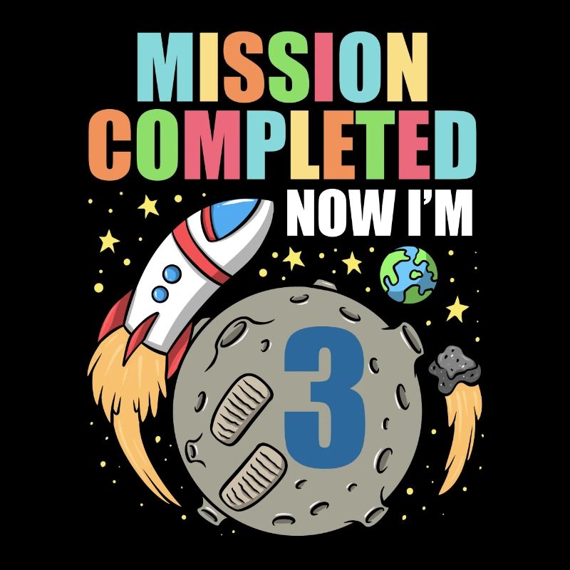 Space Birthday 3 Astronaut Planets Rocket Ship