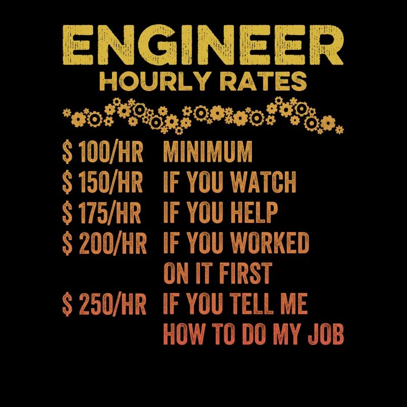 Engineer Hourly Funny Engineering Mechanical Civil