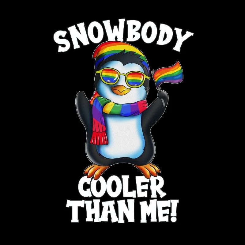 Pingouin drapeau arc-en-ciel avec écharpe Dicton cool