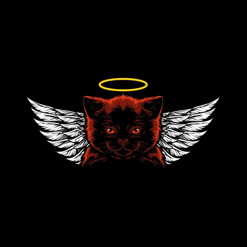 Angel and devil cat