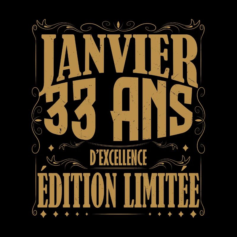 Janvier 33 ans. Cadeau 33 ans janvier anniversaire