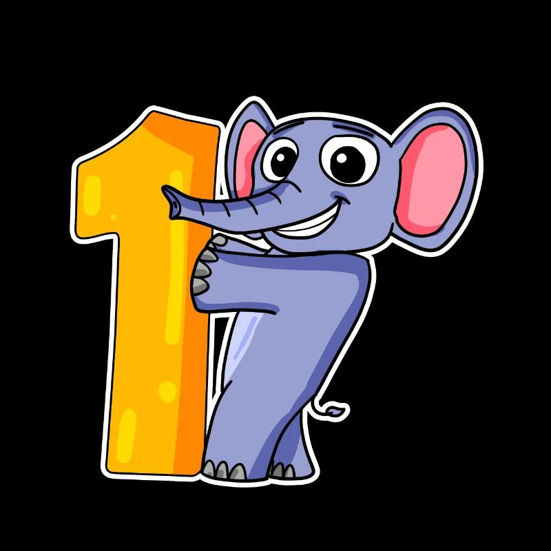 1 Jahr alt - Einschulung - Elefant Motiv