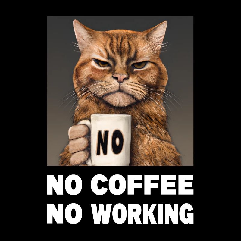 no coffee no working. Grumpy Funny Cat