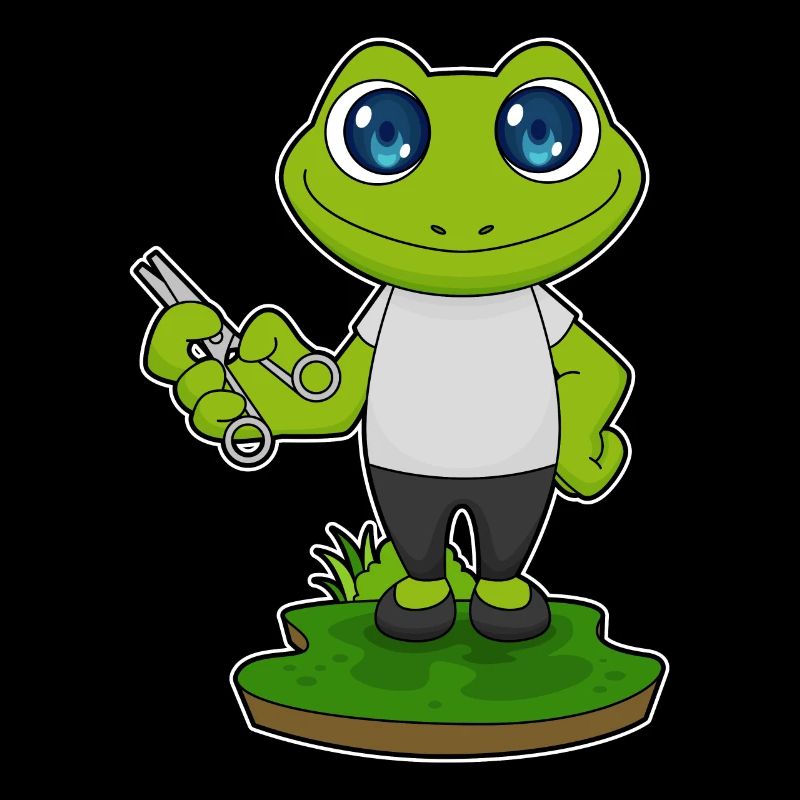 Frosch Friseur Schere