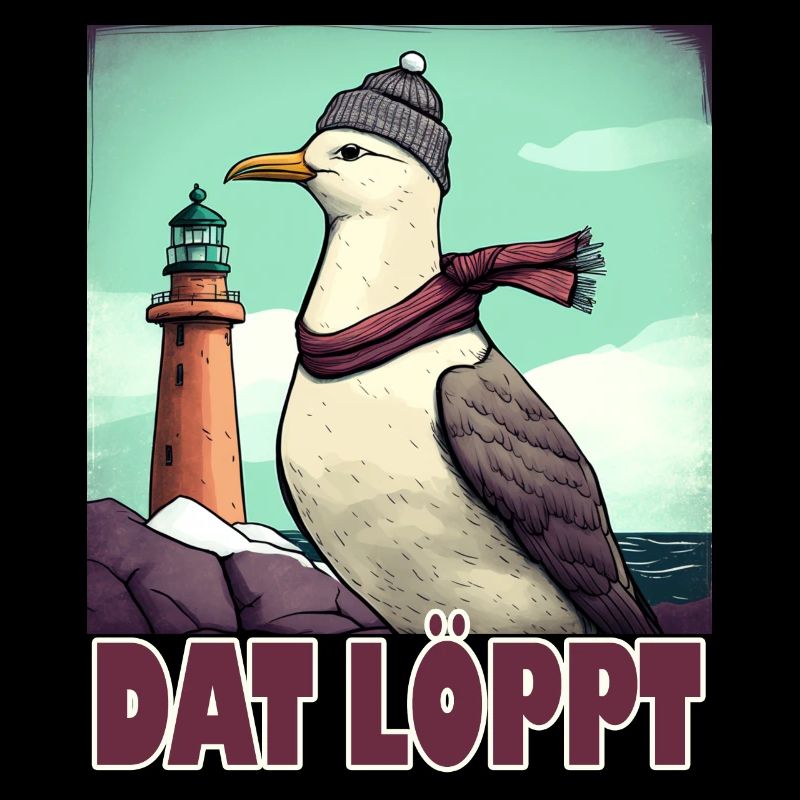 Dat Löppt Möwe Leuchtturm Meer Plattdeutsch Norden