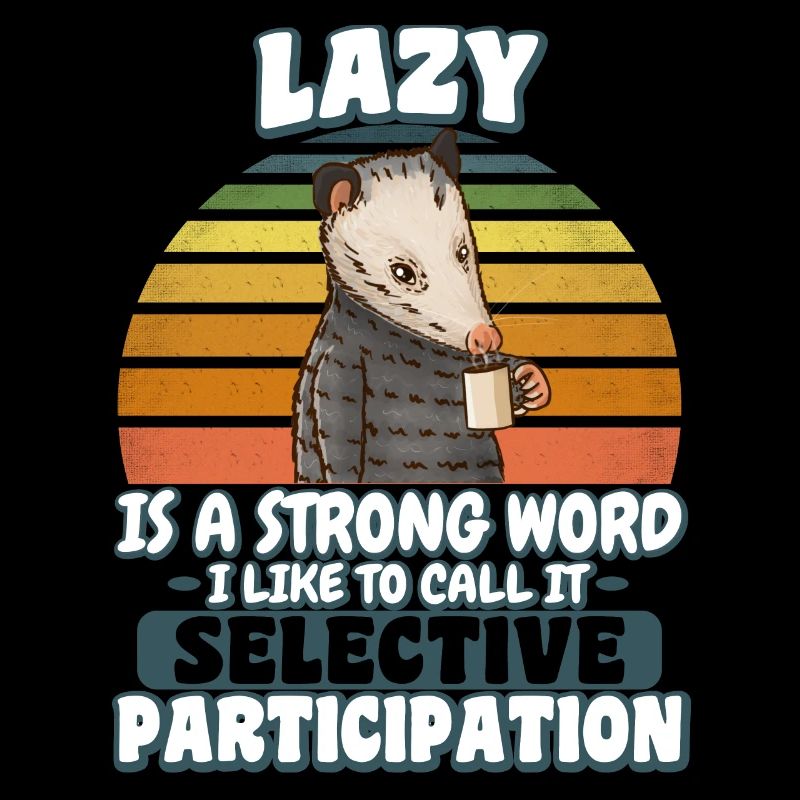 Lazy opossum with coffee