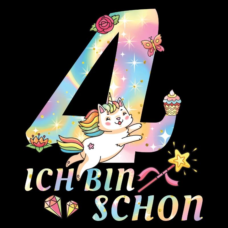 Einhorn Katze Geburtstag Ich bin schon 4 Geschenk