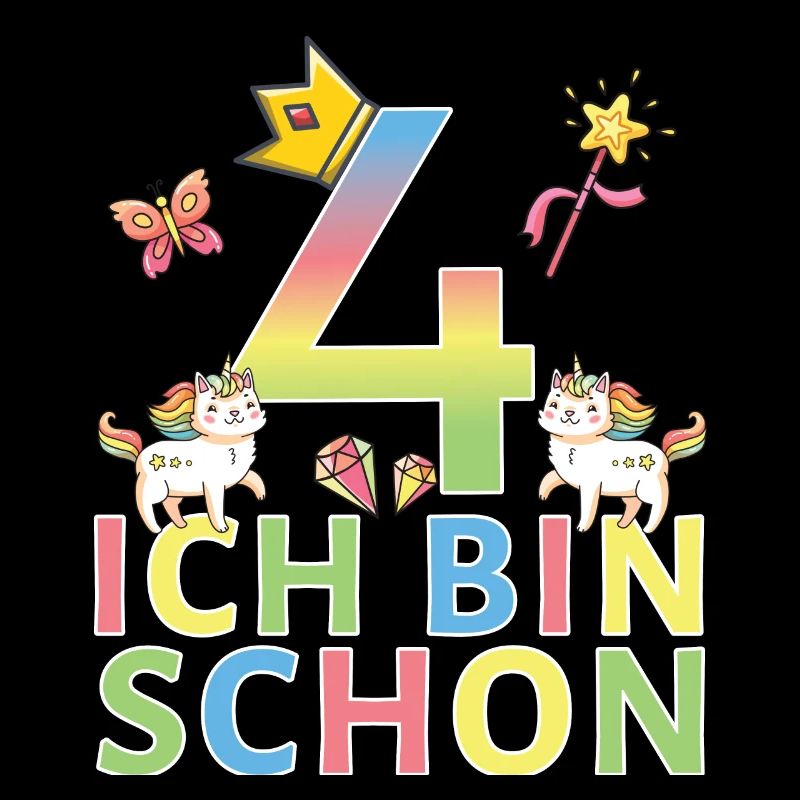 Einhorn Kind 4. Geburtstag Ich bin schon 4 Katze