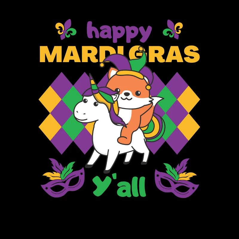 Renard de Mardi Gras avec costume de carnaval de licorne