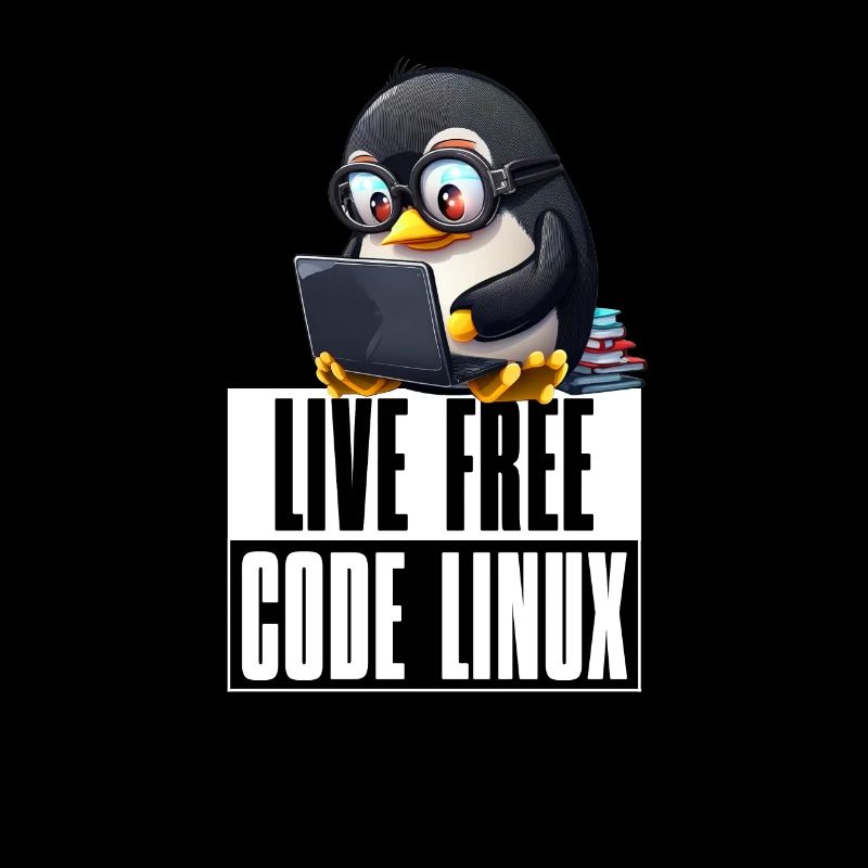 Live Free Code Linux Nerd Tux Nerdy Penguin Coding