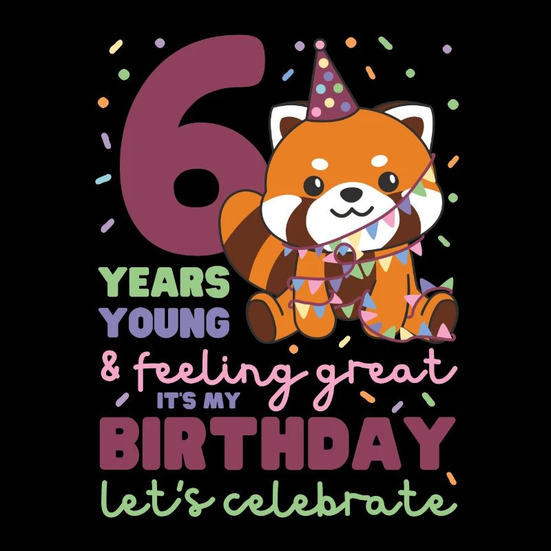 Roter Panda zum 6. Geburtstag Kinder sechs Jahre
