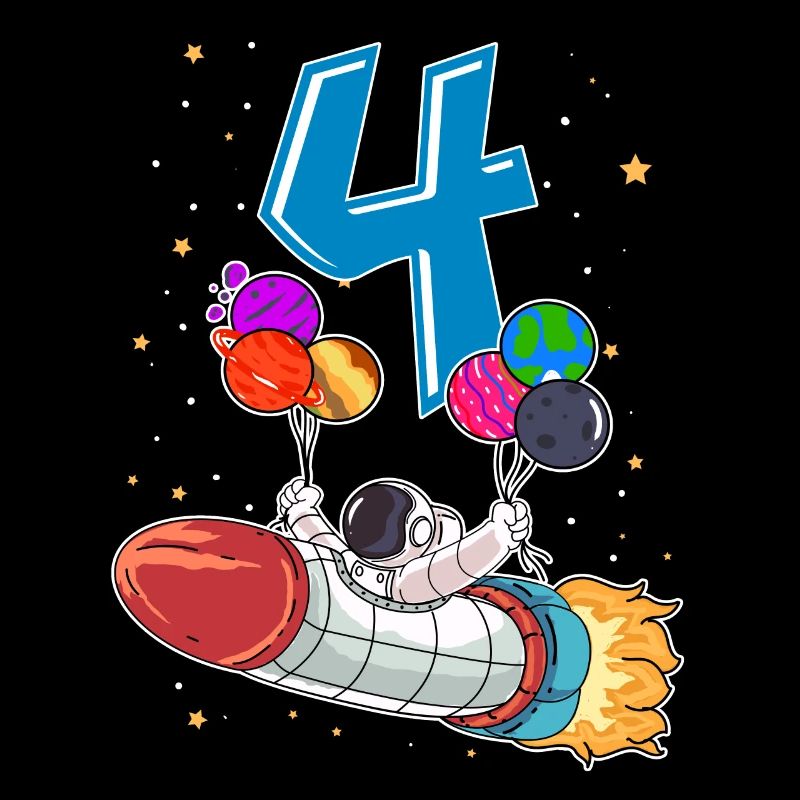 Astronaut 4 Years Space Rocket 4th Birthday