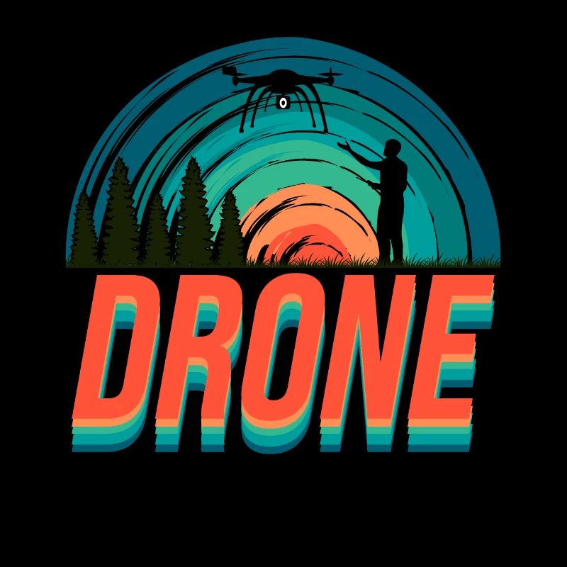 Retro Graphic Drone Flying Quadcopter Pilot RC Dro
