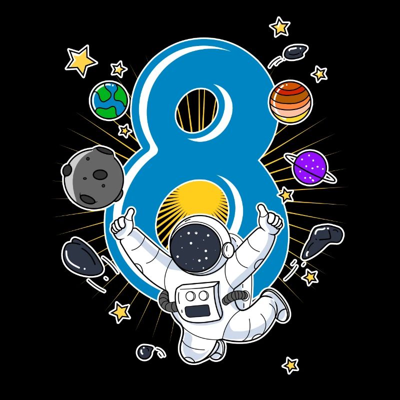 Astronaut 8 Years Space Rocket 8th Birthday