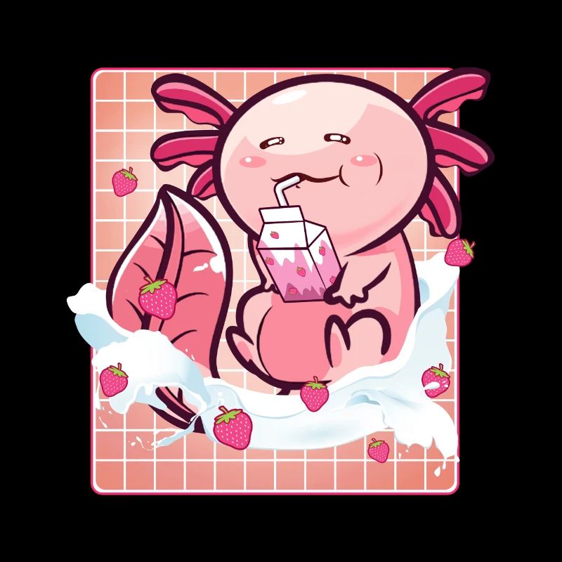 Kawaii Axolotl Erdbeermilch Shake Lustiges Sushi