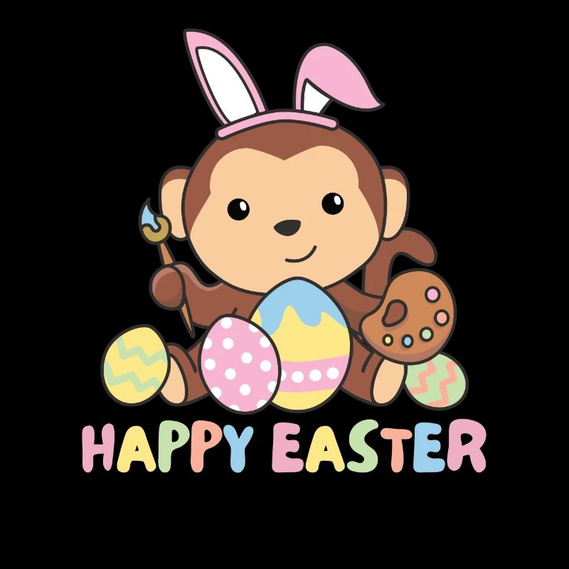 joyeuse Pâques doux singe Pâques avec œufs de Pâques