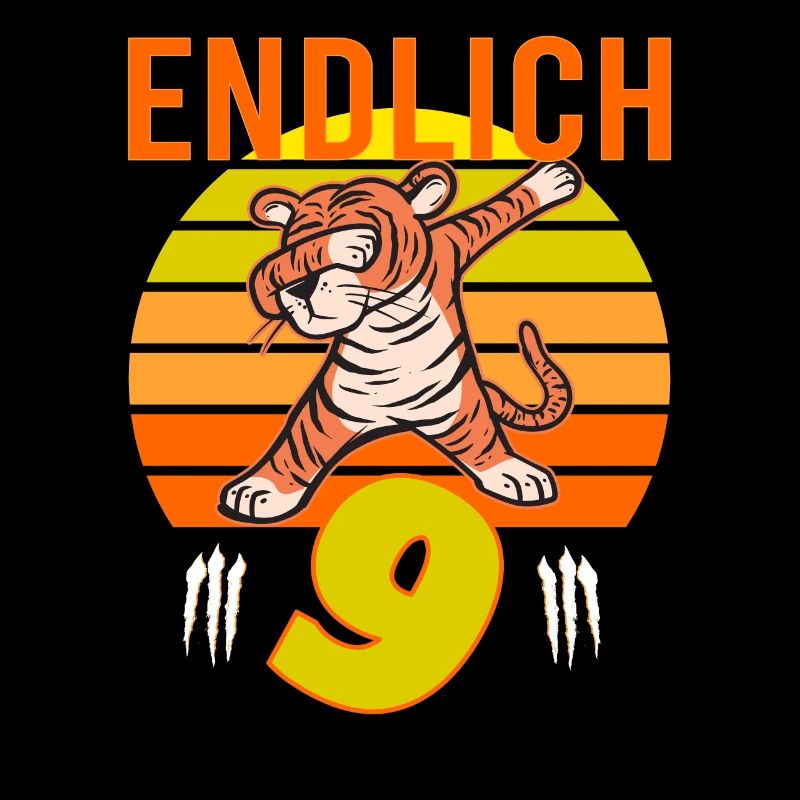 9 Geburtstag Löwe Tiger witzig 9 Jahre Junge