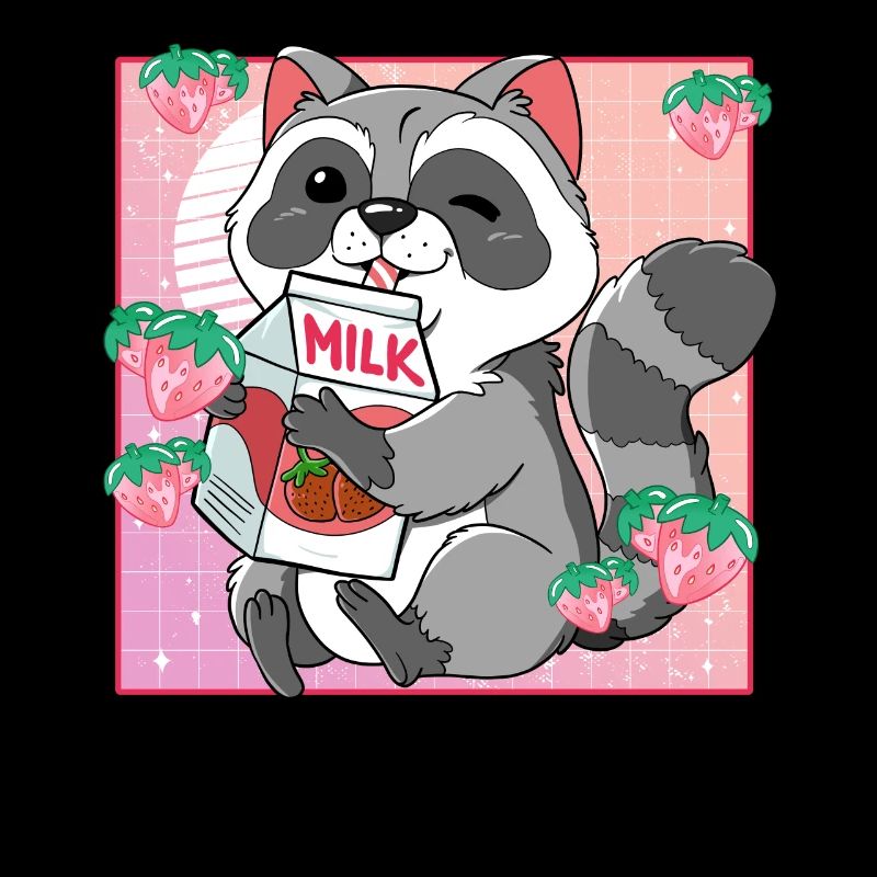 Kawaii Waschbär Erdbeermilch