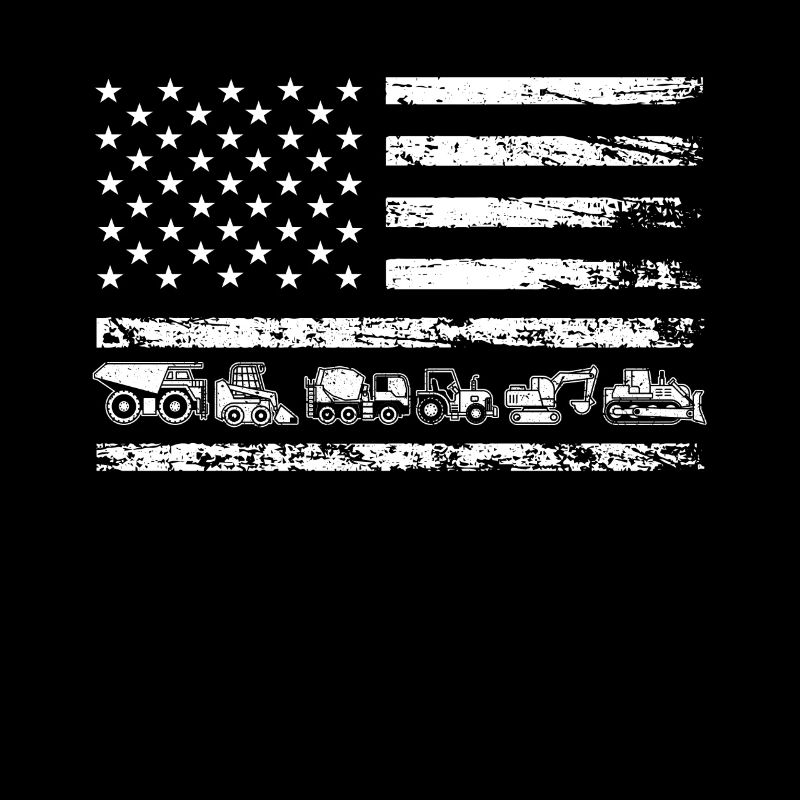 Patriotic American Flag Construction Trailer