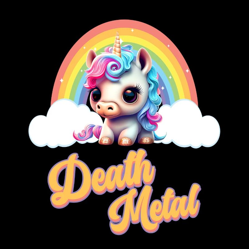 Witziges Einhorn mit Regenbogen und Spruch