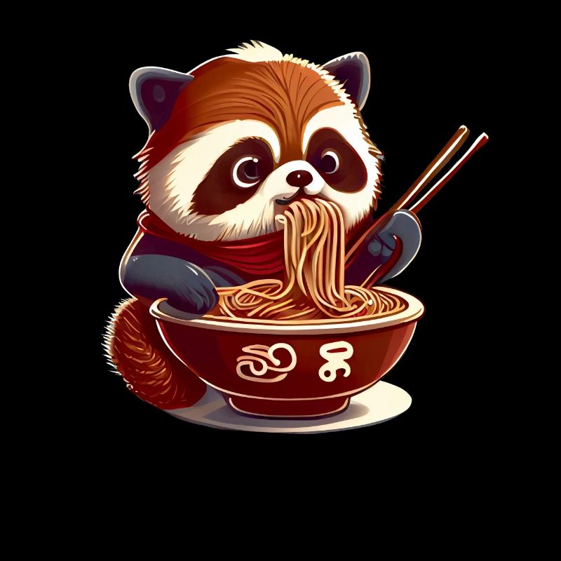 But first Ramen süße Roter Panda isst Ramen