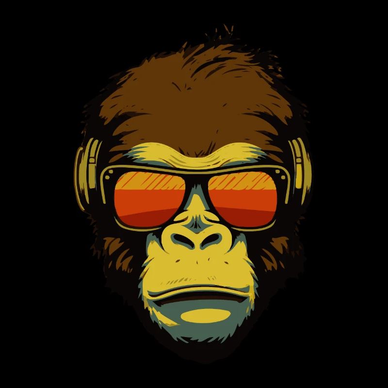 Cooler Affe mit Sonnenbrille und Kopfhörer
