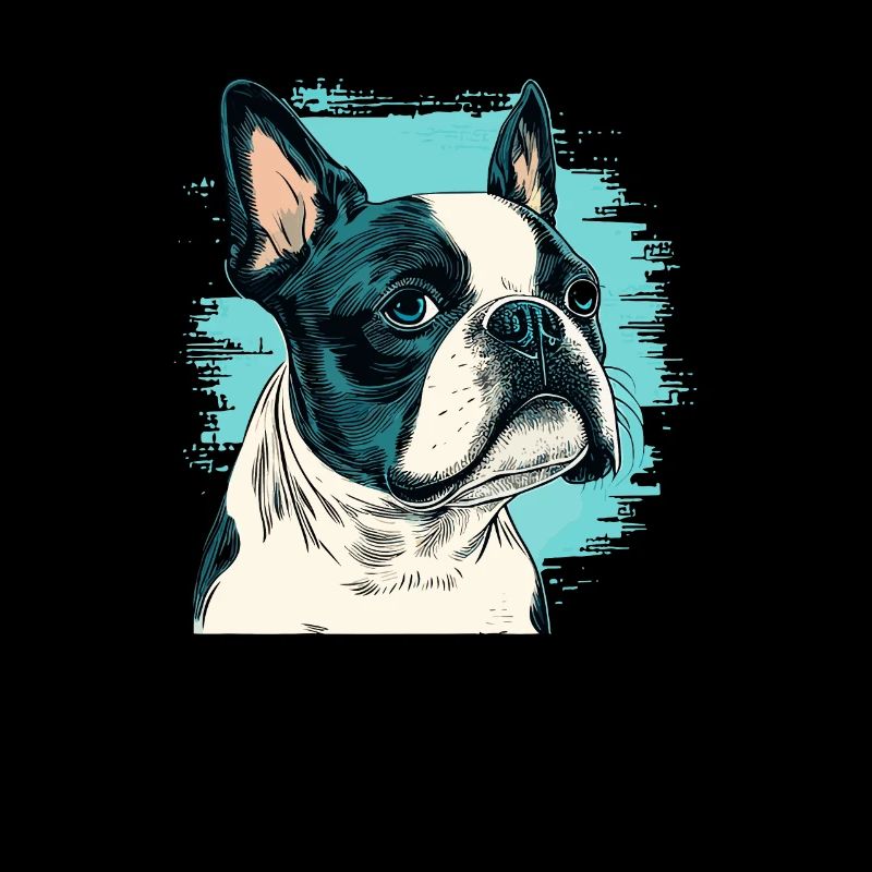 Boston terrier comic cartoon style