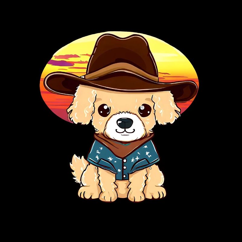 Cowboy dog in sunset