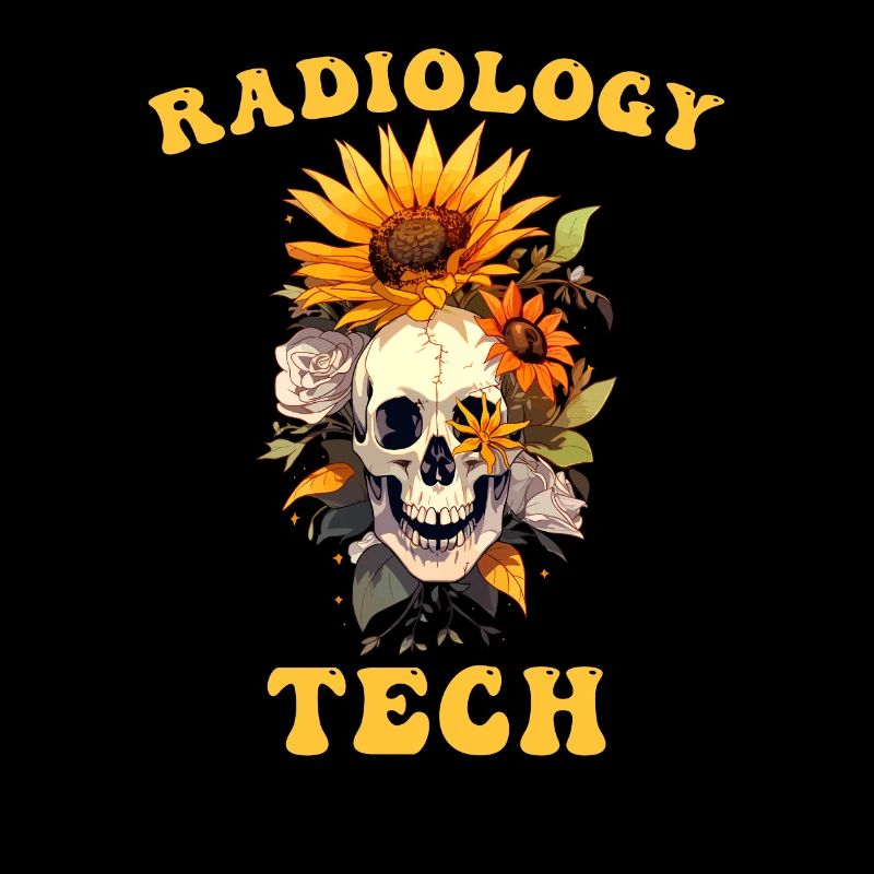 Radiology Tech Flower Funny Skull Radiologist Pun