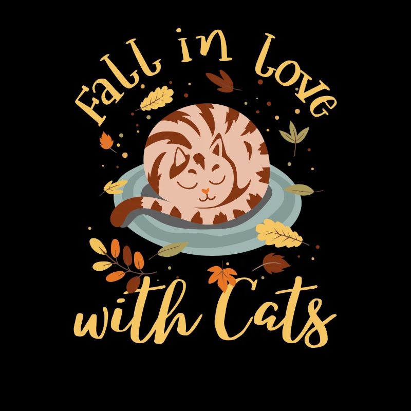 Fall In Love With Cats Maple Leaf Cat Lover Hallo