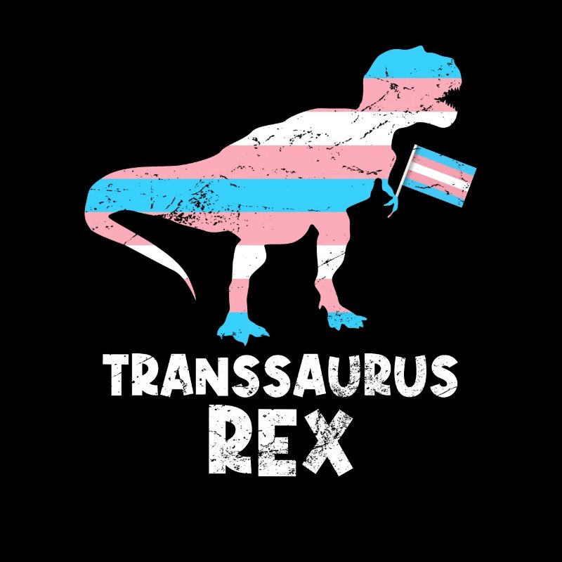 Transsaurus rex dinosaur in transgender flag