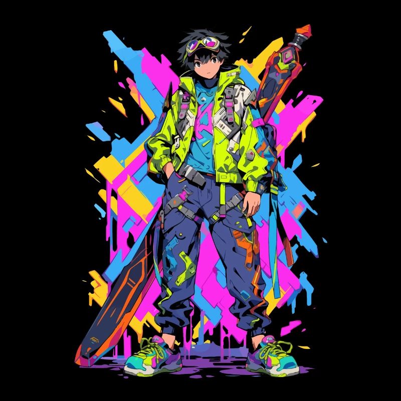 Shibuya: Cool Anime Boy avec épée japonaise