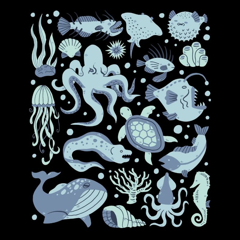 Deep Sea Fish Octopus Frogfish Lanternfish