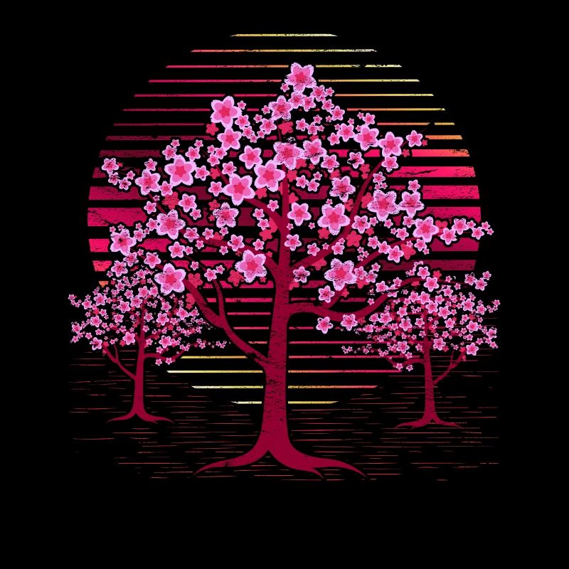 Japanese Sakura Tree Gift Retro Cherry Blossoms