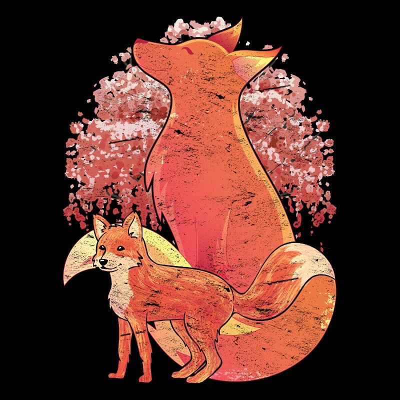 Waldbewohner Sakura Geschenk Kirschblüten Fuchs